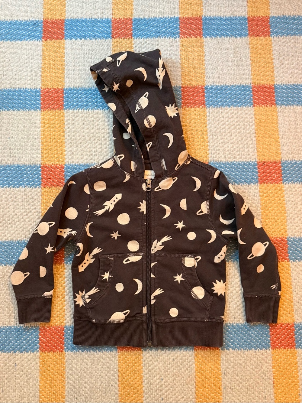 Hanna Andersson Black Space-Print Zip Hoodie